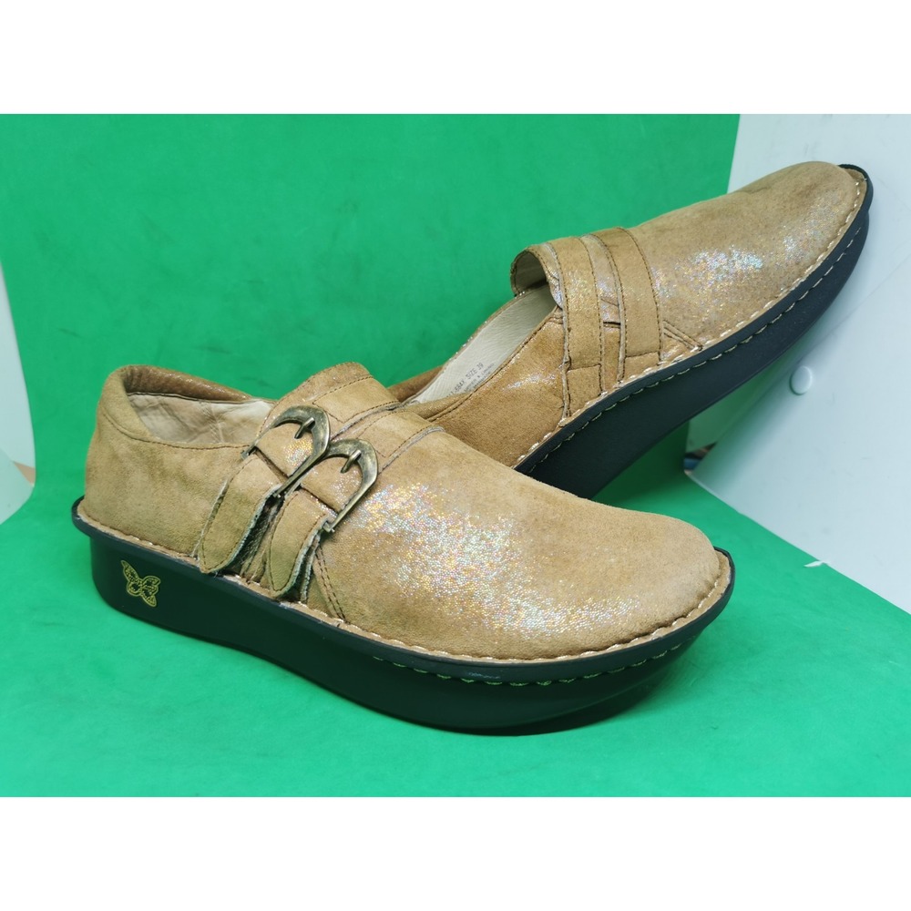 Alegria Allie ALL 684X Tan Leather Double Buckle Shoes Womens Size EU 39 US 8